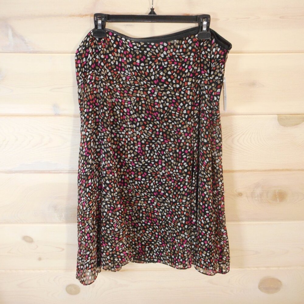 NWT Liz Claiborne Size 14 W Midi A-line Skirt Side Zip Dot Speckle Pattern